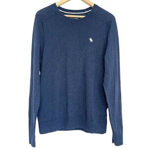 Abercrombie & Fitch Sweater Cotton Cashmere Blend Mens Size L Soft A&F Crew Blue